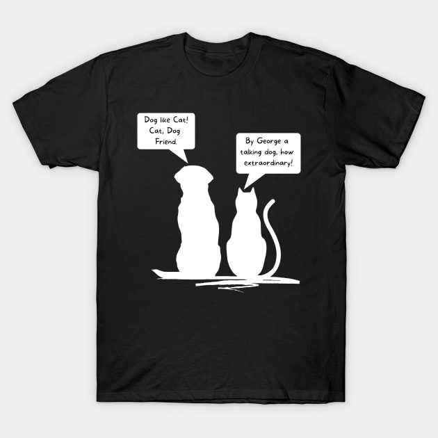 Cat And Dog Silhouette - Funny T-Shirt by Thunderpawsed